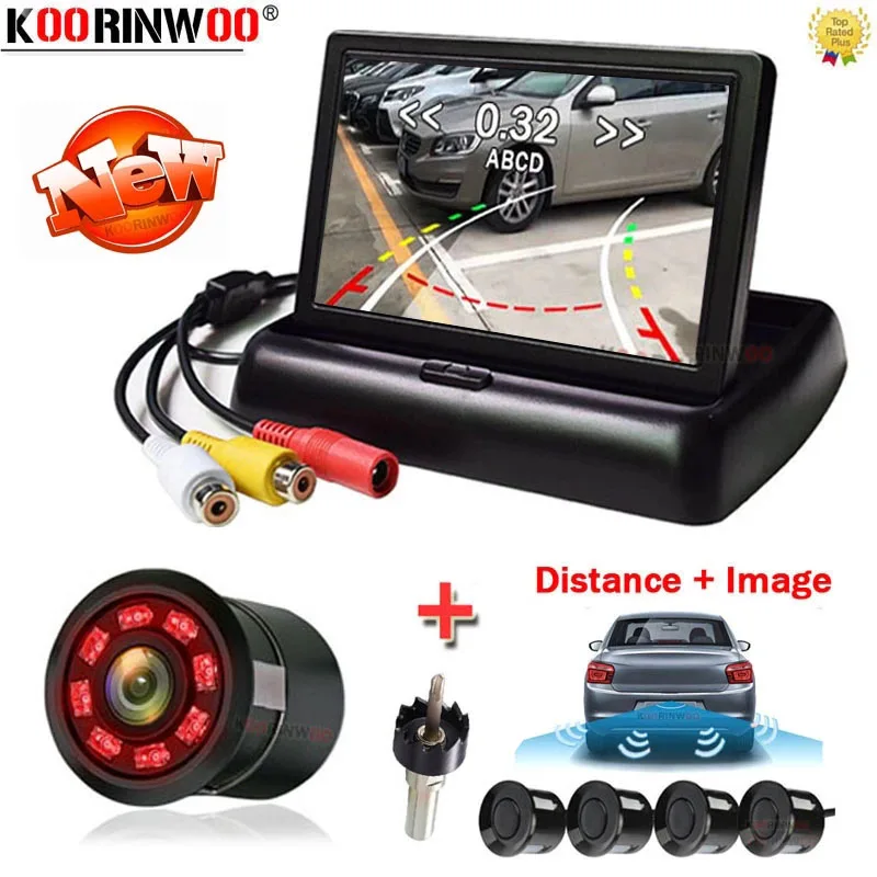 

Koorinwoo HD Wireless Parking Sensor With Monitor Intelligent System Parktronic Dynamic Trajectory Rear Camera For Android Radio