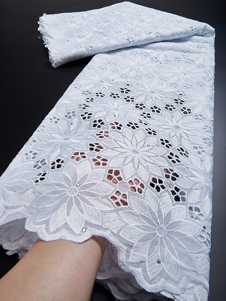 Cotton Lace Fabric High Quality Nigeria Lace 2021 Swiss Voile Lace Fabric Embroidered African Dry Lace For Wedding Dress TY2011