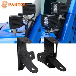 Partol A-Pillar Mounting Brackets Double-deck LED Light Brackets For Jeep Wrangler JK 2007 2008 2009 2010 2011 2012 2013-2017