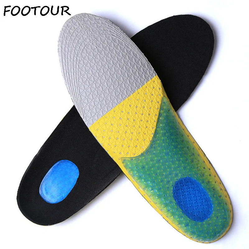 FOOTOUR Silicone Insoles Sports Shoes Insert Insoles Shock Absorption Arch Support Orthopedic Shoe Pads Honeycomb Heel Insole