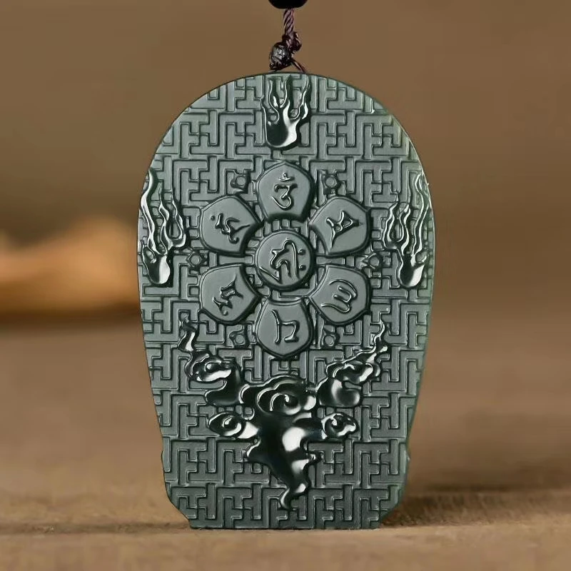 Excellent Bottle Green Jade Avalokitesvara Pendant Hanging Buddha Amulet Magical Necklace Bless