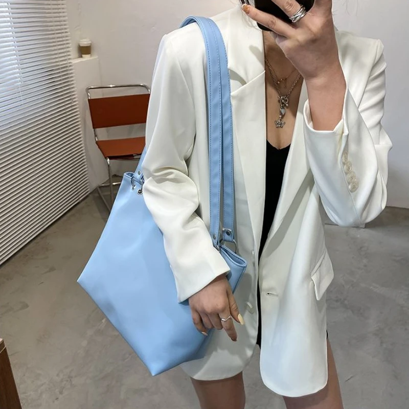 Shoulder Bags Women PU Leather Casual Large Capacity Tote  Underarm OL Office High Street Ins College Book  Fashion Chic