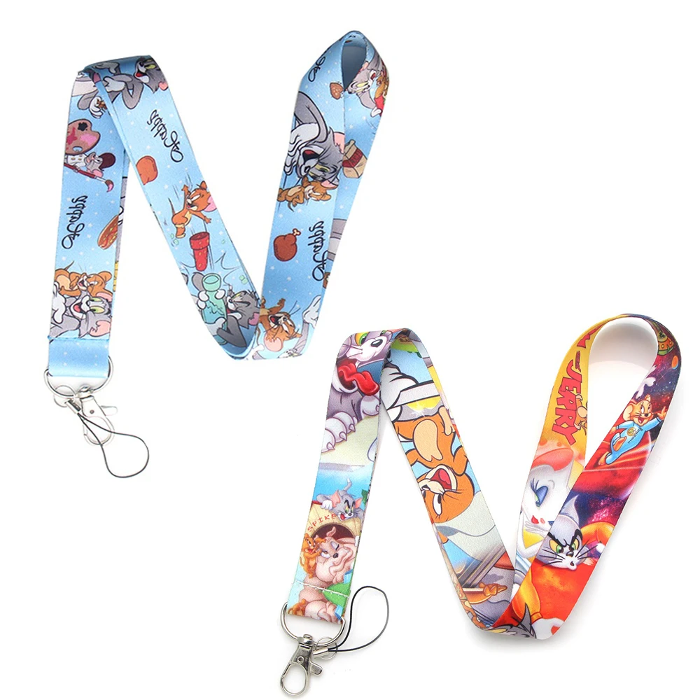 YL396 Cartoon Cats Neck Strap Lanyard for keys ID Card Keychain Phone Straps USB Badge Holder DIY Hang Student Accessories Gift