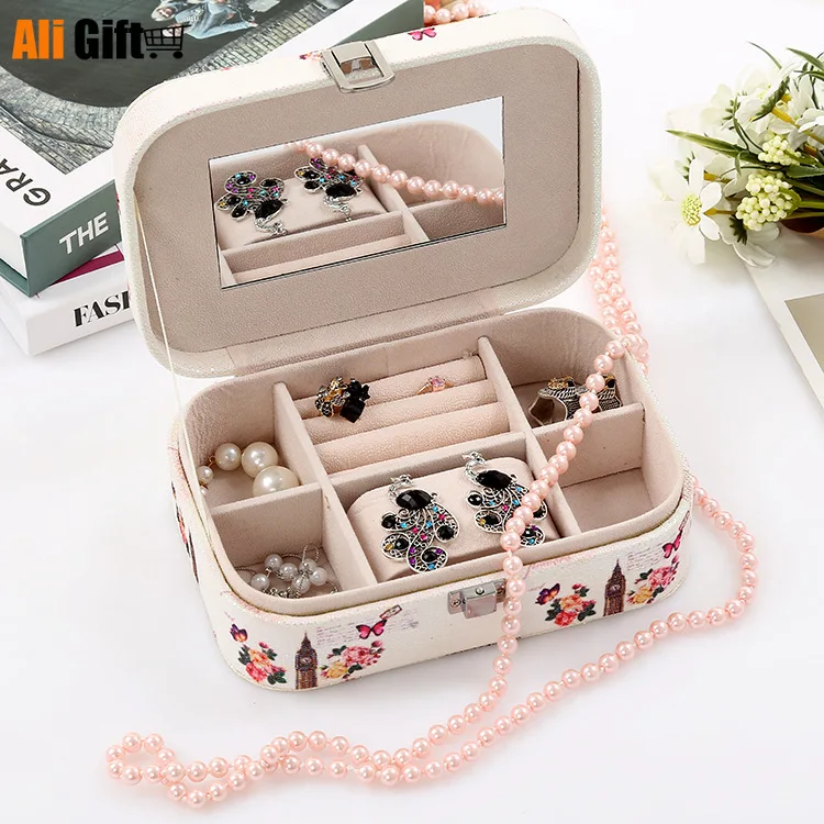 European Portable High-grade Jewelry Box Jewelry Box Pu Leather Jewelry Receiving Box Customization Makeup Organizer