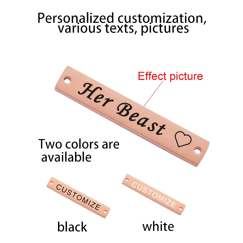 Laser Custom Name Logo Date Text Strip Namebar Charms Stainless Steel Pendants Charms For DIY Making Necklace Bracelets Jewelry