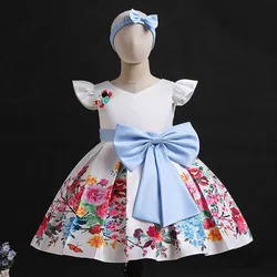 Flowers Costum For Girls Wedding Clothes 1 To 8Yrs Summer Princess Party Events Ball Gown Children Clothing Evening Frocks Dress