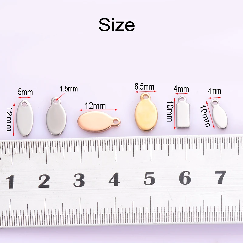 50 stücke Silber/Gold/Rose Gold-Ton Edelstahl Blank Oval Stanzen Tags ID Halskette Schmuck Tag für logos Nicht Schalten sie Farbe – Detail 3