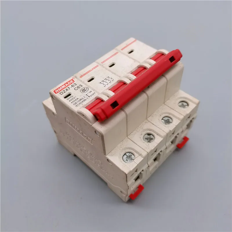 AC220V-400V DZ47-63 4P  Mini Circuit Breaker Cutout Switch Miniature Household Air Switch 6A 10A 16A 2P 20A 25A 32A 40A 50A 125A