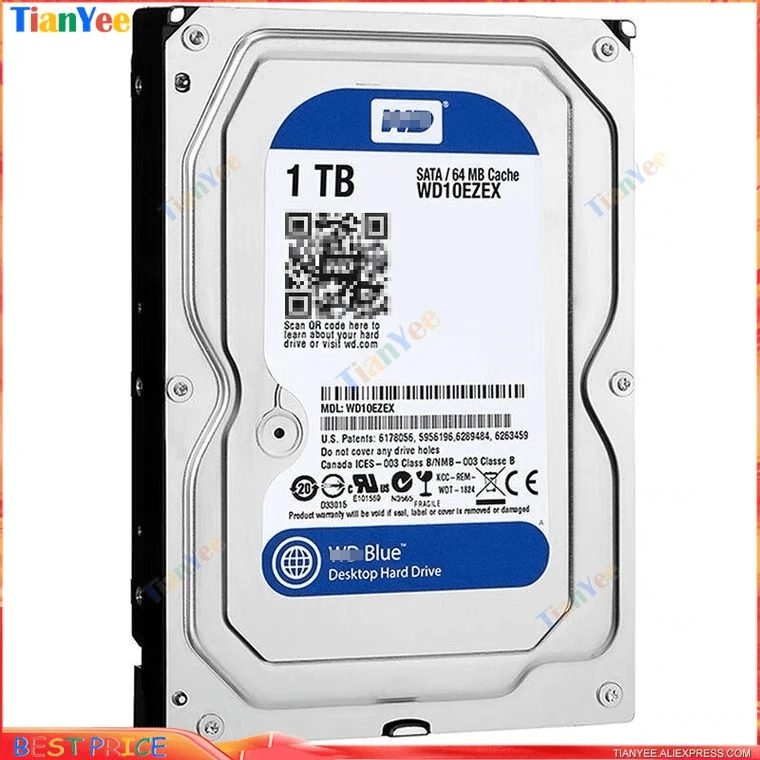 Imagem -02 - Azul Dados Ocidentais Wd10ezex 1t Desktop 3.5 Polegadas Disco Rígido Ocidental. Disco Rígido Azul 64m do Único Disco de Digitas tb w. d. 1tb