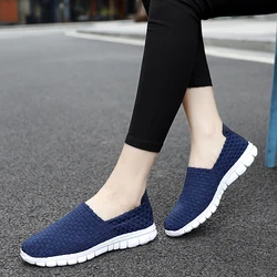 Casual Shoes Women Slip On Woven Loafers Breathable Female Sneakers New Flats Light Weight Tenis Fashion Outside Footwear 35-41