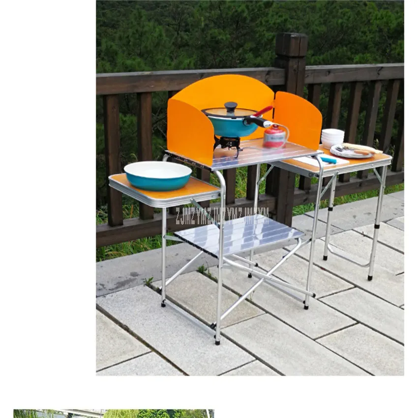 2-4 Person Outdoor Mobile Kitchen Aluminum alloy Foldable Cooking Desk Hiking Camping Gas Stove Cooker Cooking Pan Cookware Set