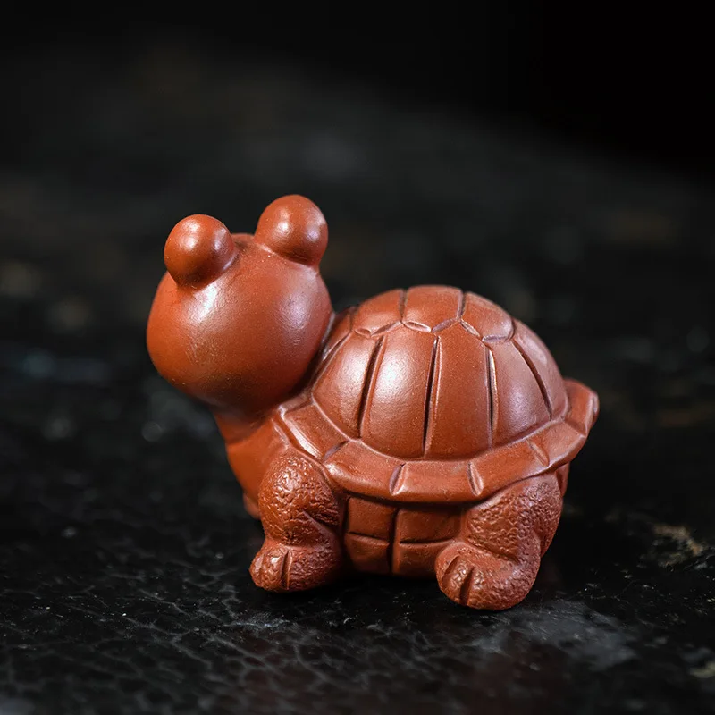 Purplue Sand Tea Pet Big Eye Turtle Cinnabar Sand Small Turtle Creative Sculpture Tea Pet Ornaments Cute Crafts Chinese Yixing