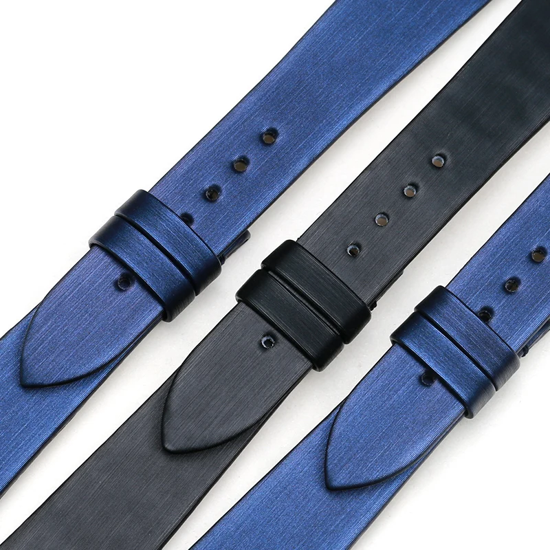 PESNO Elegant Spun Silk Watch Strap Women Wrist Accessories 18mm Black Blue Genuine Calf Skin Leather Bands