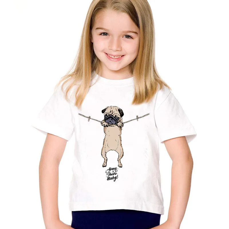 kid Cute Summer Tees Children Print French Bulldog/Pug Funny T-shirts kids t shirt for boys Boys/Girls Baby Casual Tops Clothes