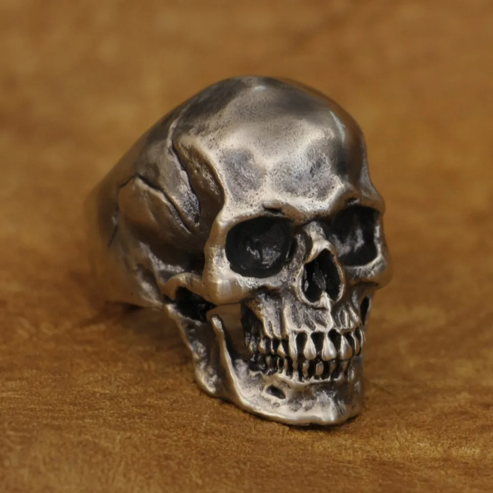 LINSION Cupronickel High Detail Skull Ring Mens Biker Rock Punk Jewelry CP50 US Size 7~15