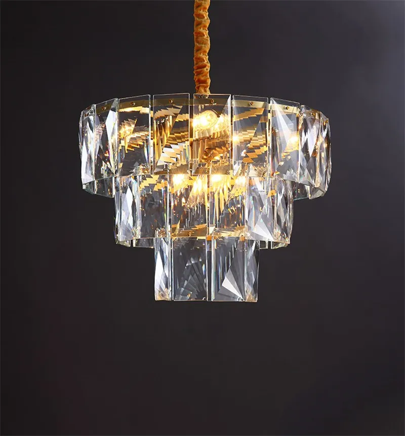 Imagem -06 - Lustre Redondo k9 de Cristal Luminária Pendente de Luxo com Aço Dourado e Iluminação Interna Instalação de Lâmpadas