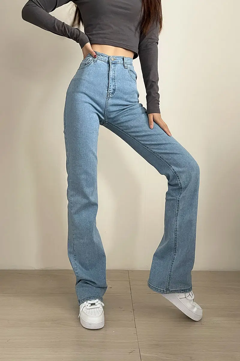 Women Jeans High Waist Clothes Wide Leg Denim Clothing Blue Streetwear Woman Trousers Vintage Harajuku Straight Pants