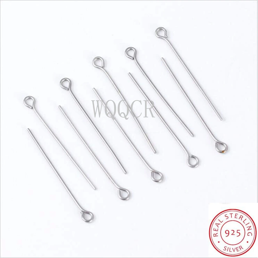 925 Sterling Silver 100pcs 14-70mm Heads Eye Flat Head Pin for Jewelry Making Findings Accessories Wholesale Earrings Supplies