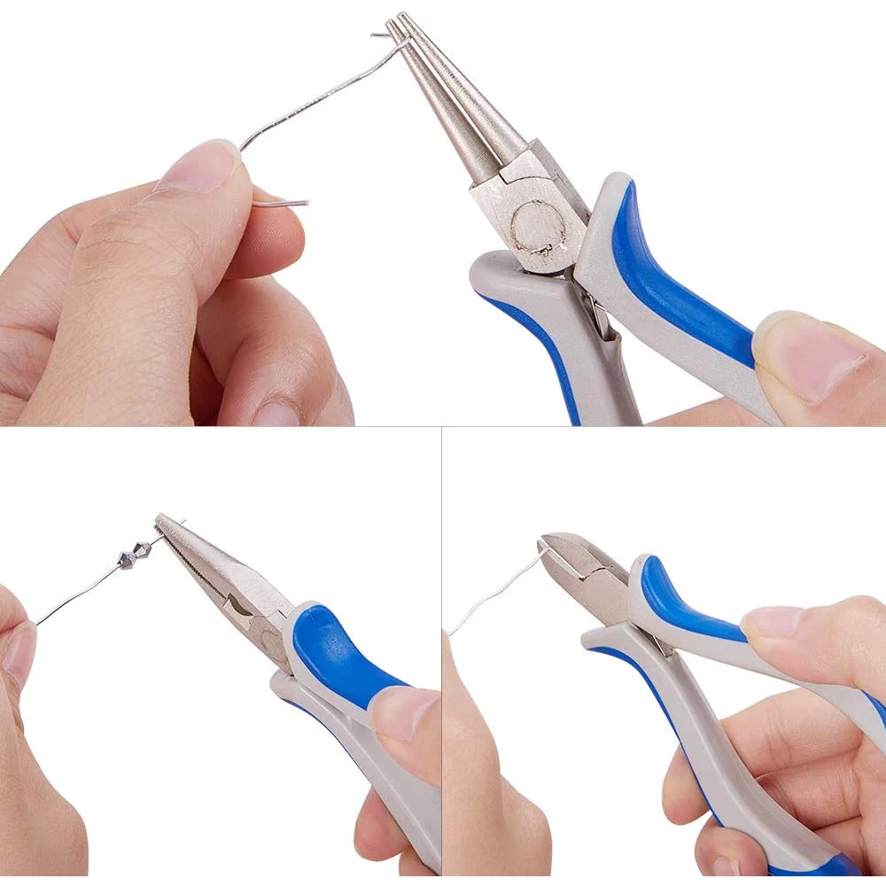 DIY Jewelry Tools Equipment Sets Blue Plier Sets Round Nose Side Cutting Pliers and Wire Cutters jewellery making tools F70