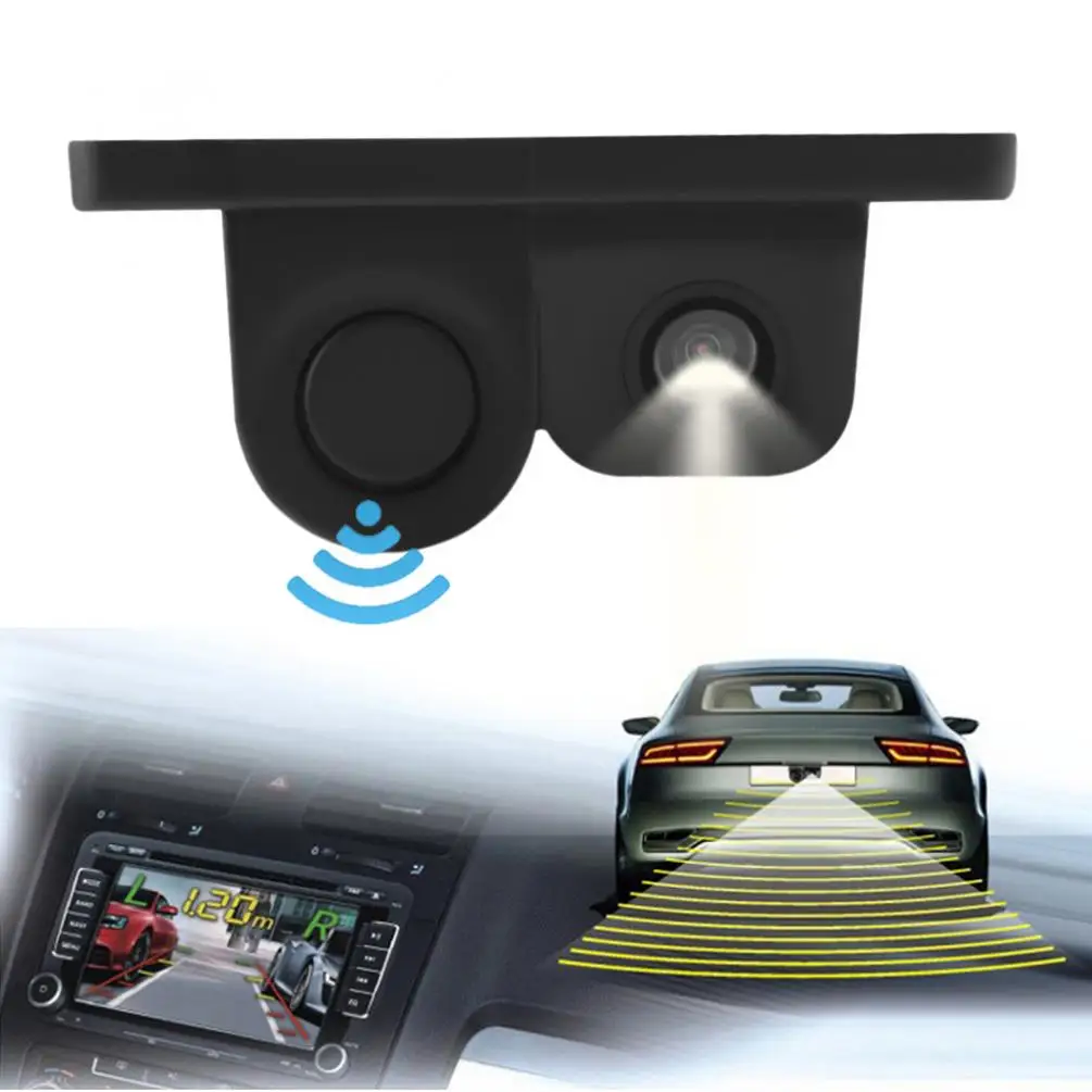 

2in1 LCD Car SUV Reversing Parking Radar & Rear View Backup 120° Wide Angle Camera Kit Auto Rear View Camera