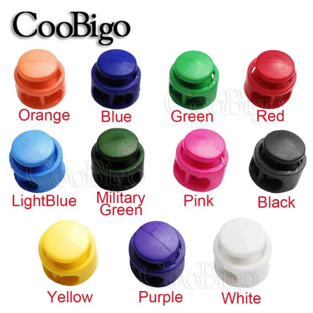 10pcs Plastic Cord Lock Clamp Toggle Clip Stopper Buckles for Paracord Rope Lanyard Drawstring Bag Shoelace Part 2 Holes 16mm