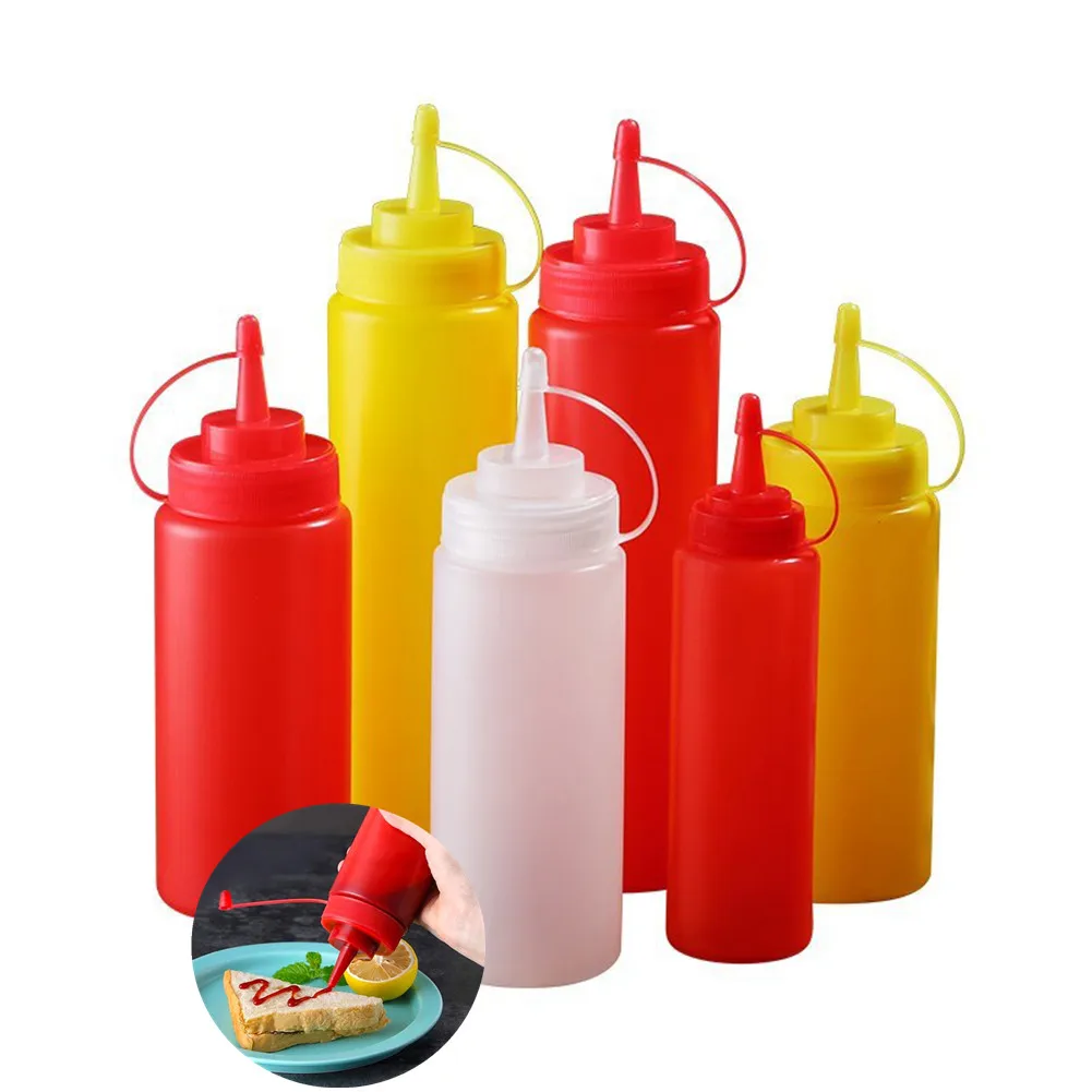 1Pc Condiment Squeeze Bottles 240/360/500/680ml,For Ketchup Mustard Mayo Hot Sauces Olive Oil Bottles Kitchen Tools