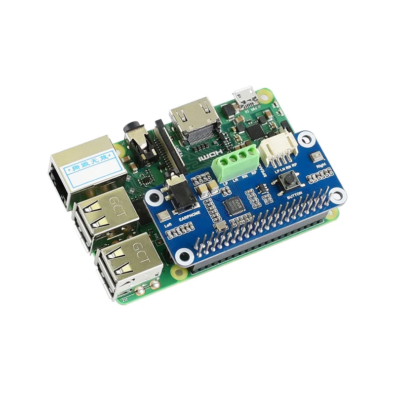 ラズベリーパイのために4/3B + Wm8960オーディオモジュール拡張ボードステレオ · コーデックスピーカー小型スピーカー