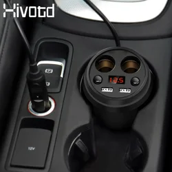 Hivotd Universal Accessories Car Dual USB Charger Cup Holder Power Socket Adapter Cigarette Lighter Auto Interior Mouldings