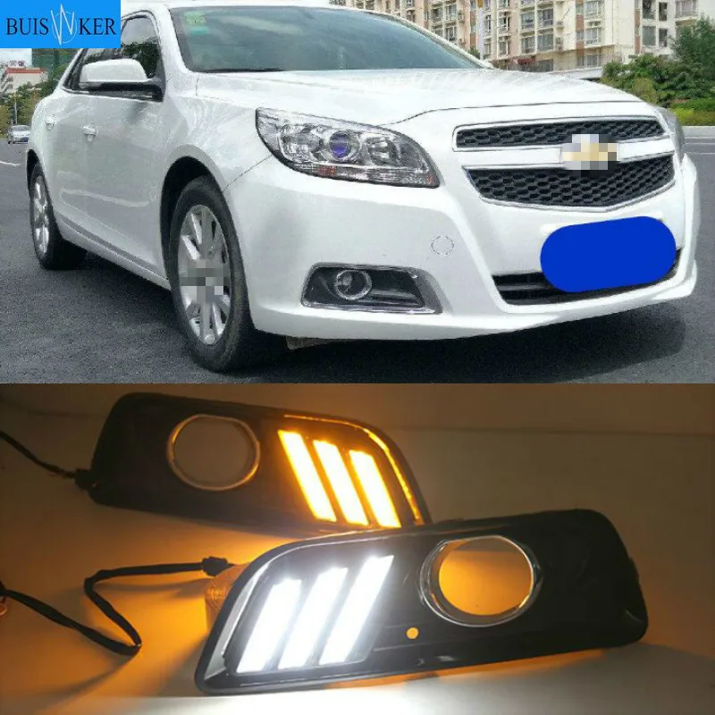 

2Pcs LED Daytime Running Lights DRL Fog Lamp for Chevrolet chevy Malibu 2011 2012 2013 2014 2015 With Yellow Signal