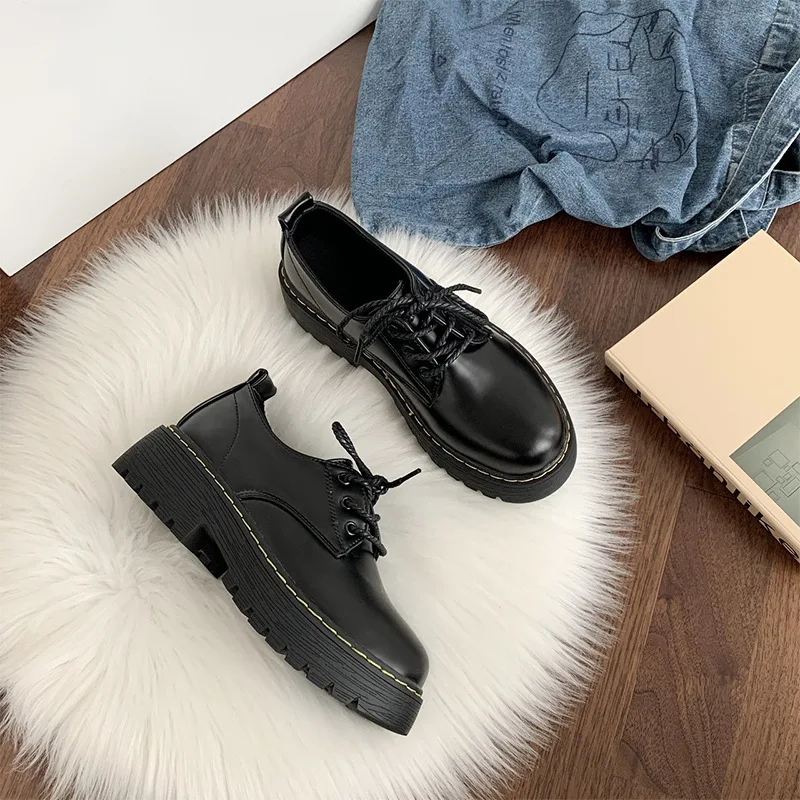 

Women Shoes Autumn Round Toe Female Footwear All-Match Loafers With Fur Clogs Platform Casual Sneaker British Style Oxfords Fall