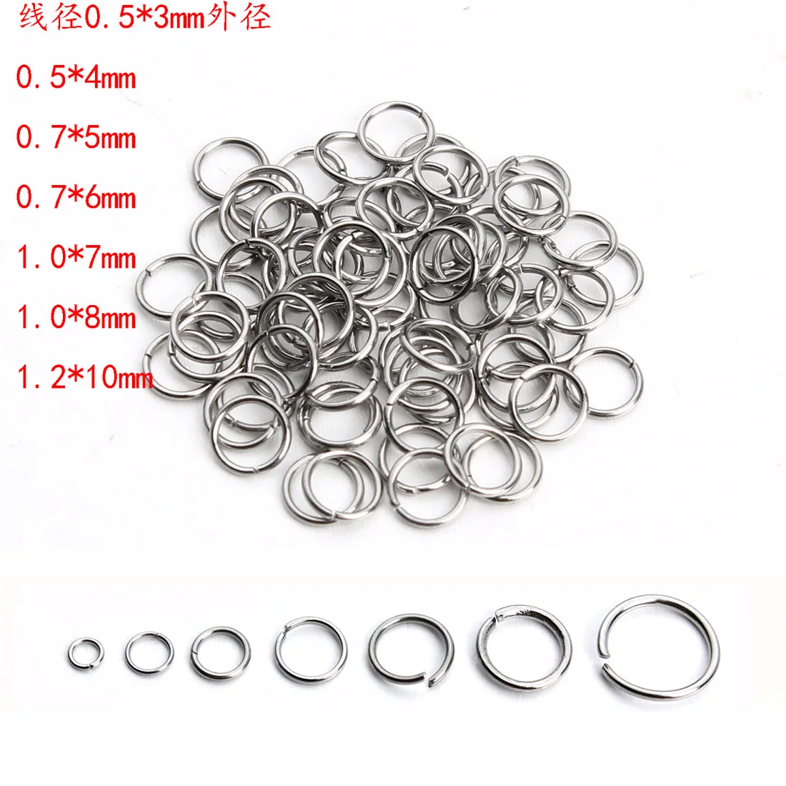 100 Buah/Lot Baja Tahan Karat 3/4/5/6/7/8/10Mm Buka Tunggal Loop Lompat Cincin Pemisah untuk DIY Temuan Perhiasan Grosir Pembuatan Perhiasan