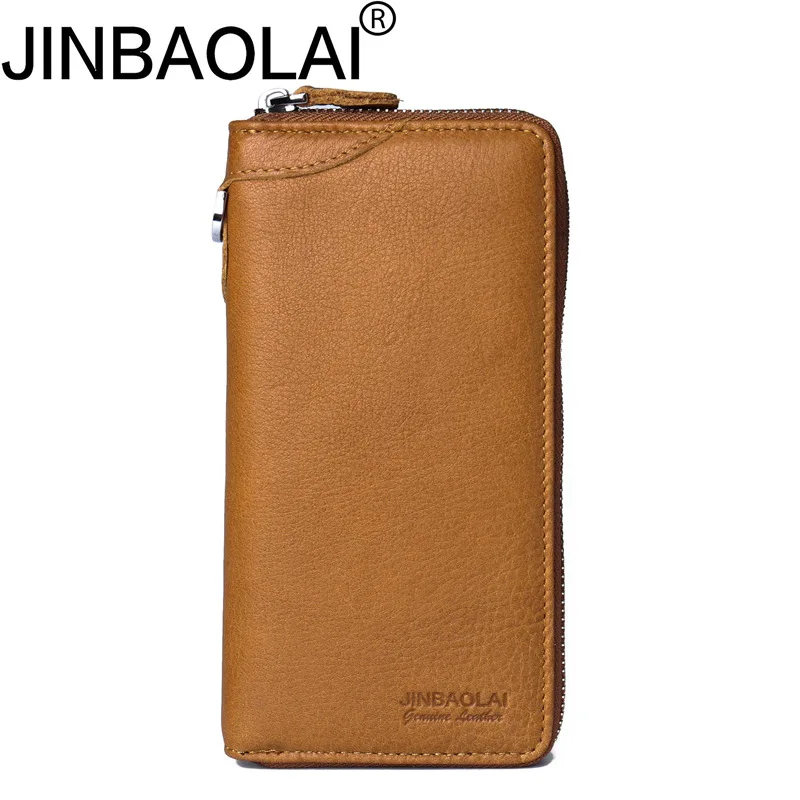 JINBAOLAI-cartera de cuero de grano completo para hombre, bolso de mano largo, al por mayor, fabricantes de Guangzhou