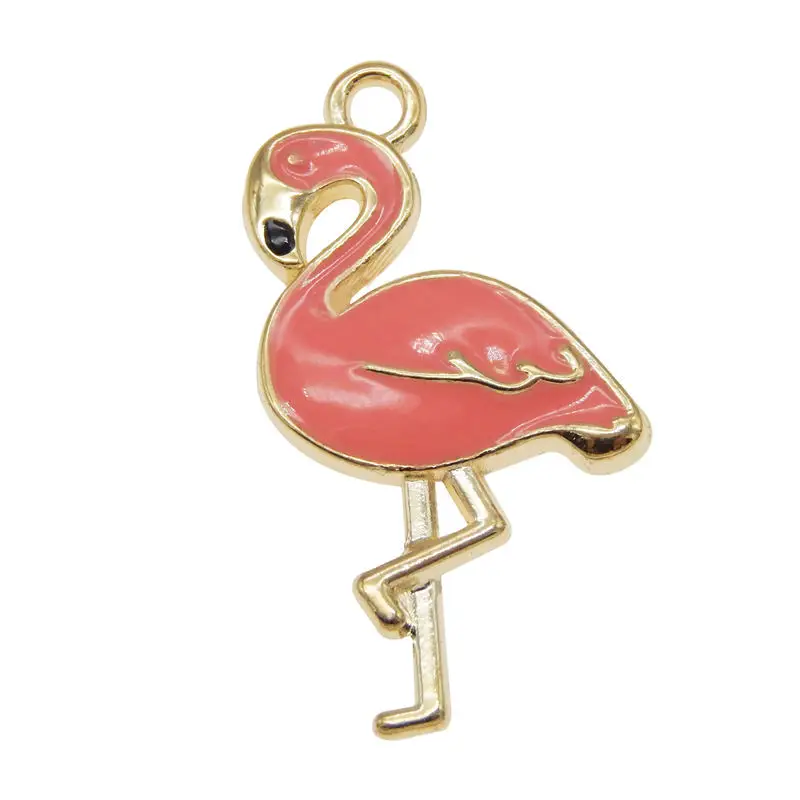 8pcs Mix Color Flamingo Charm smalto ciondolo risultati dei monili collana fatta a mano in lega orecchini da donna accessorio regalo