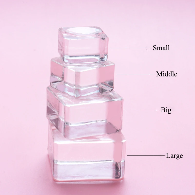 Square Crystal Glass Gasket False Eyelash Stand Glue Pad 4 Size Glue Holder Eyelashes Adhesive Pallet Paste Glue Pad Makeup Tool