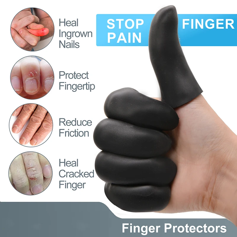 6Pcs/3Paris Black Silicone Gel Thick Finger Protector Tubes Thumb Covers Toe Fingers Protection Corn Blister Cracked Pain Kille