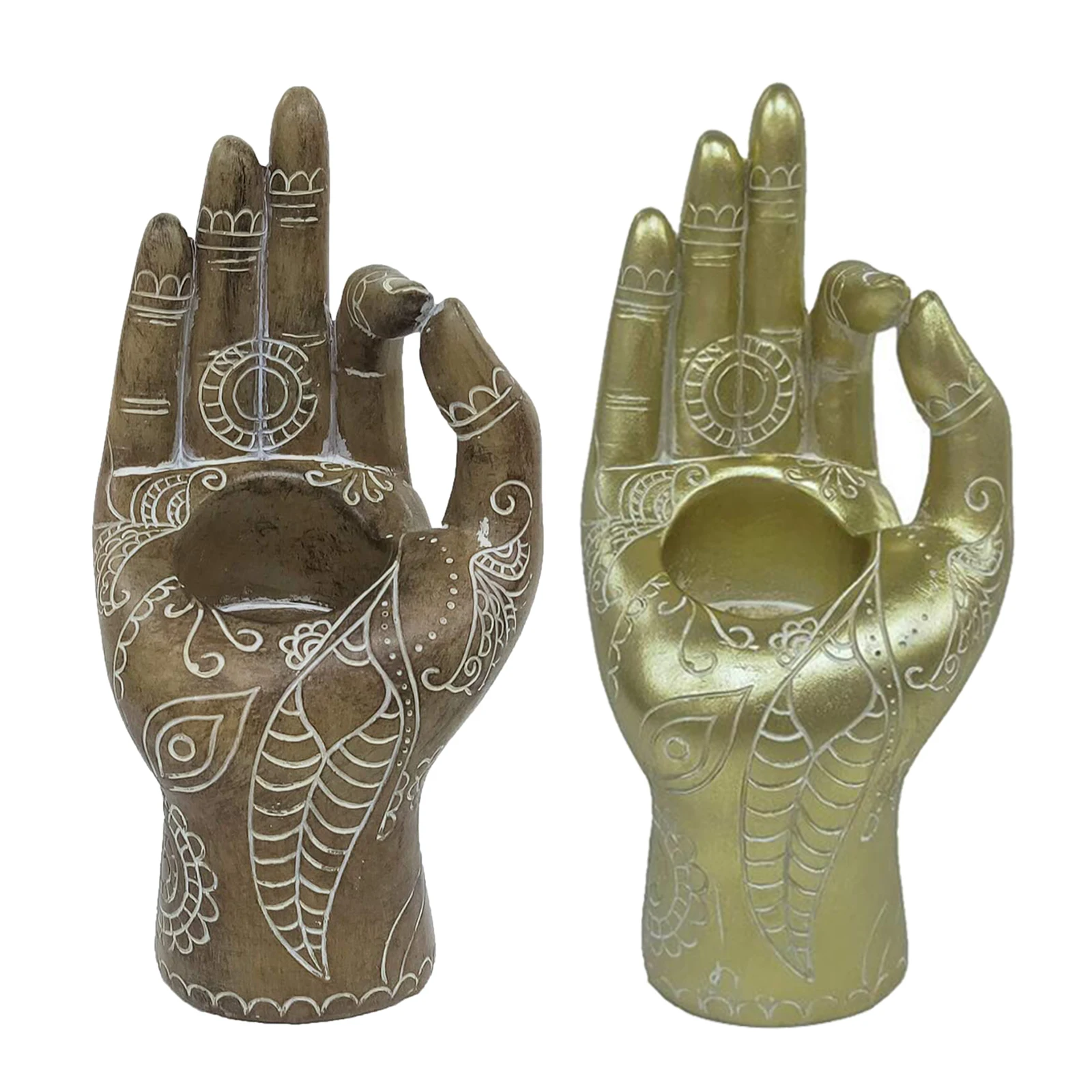 Buddha Candle Holder Mudra Hand Tabletop Tealight Holder Collectible Figurines Meditation Craft Candlestick Home Decor