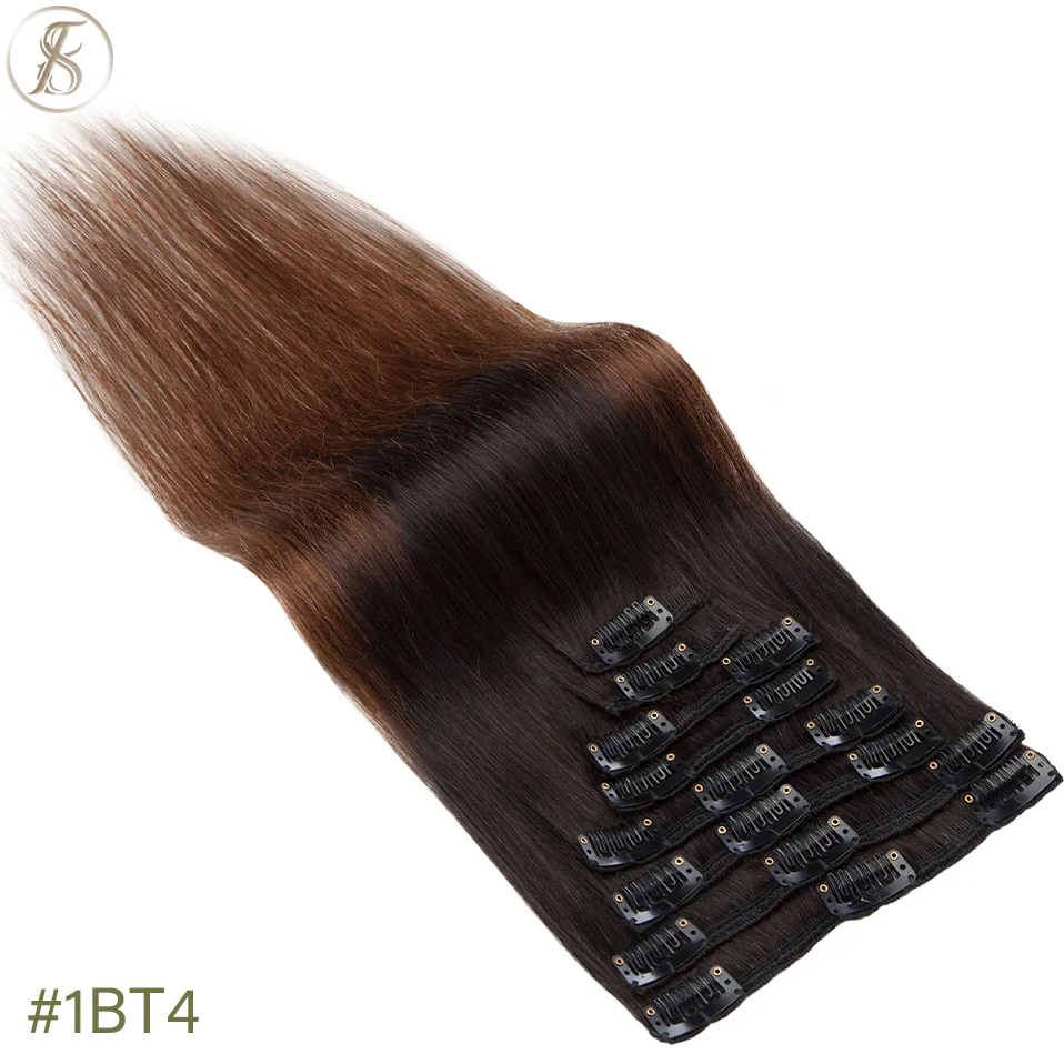 TESS 50-80g Natürliche Haar Extensions Clip In Menschliches Haar Extensions Gerade 8 teile/satz Vollen Kopf Dünne Highlight haar Clip Haarteil – Detail 23