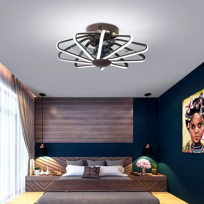 

Loft Led Ceiling Fan With Light and Remote Control Nordic Ceiling Fan With Led Light For Bedroom Living Room 110V / 220V