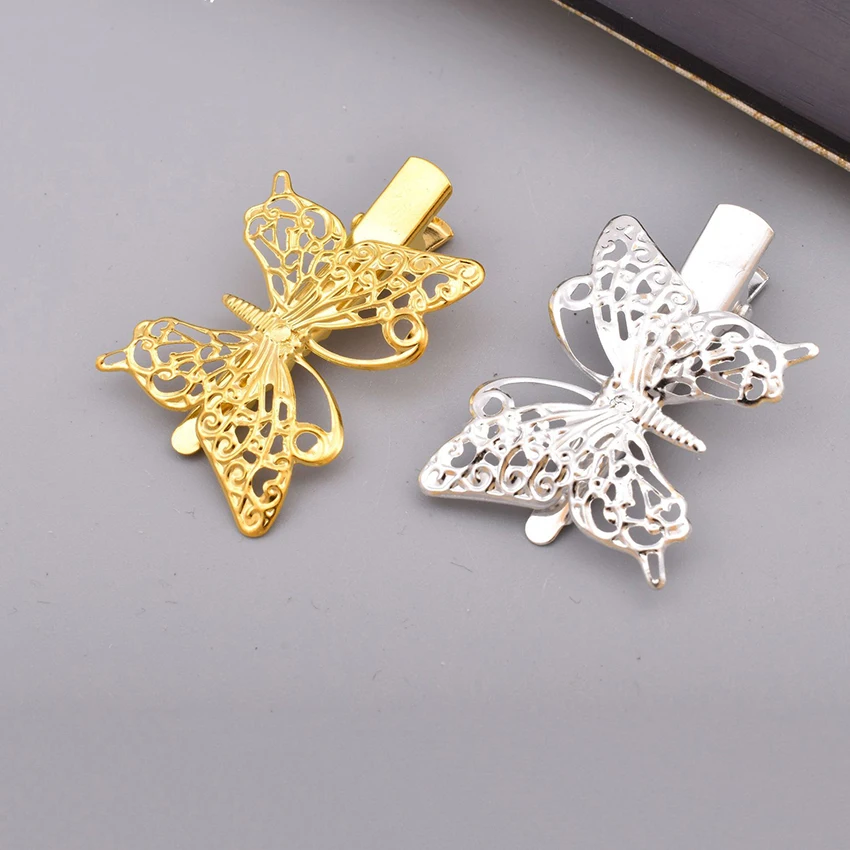 2 pcs/par mulheres oco grampos de cabelo metal borboleta hairpins ouro prata vintage pinos de cabelo para acessórios de estilo