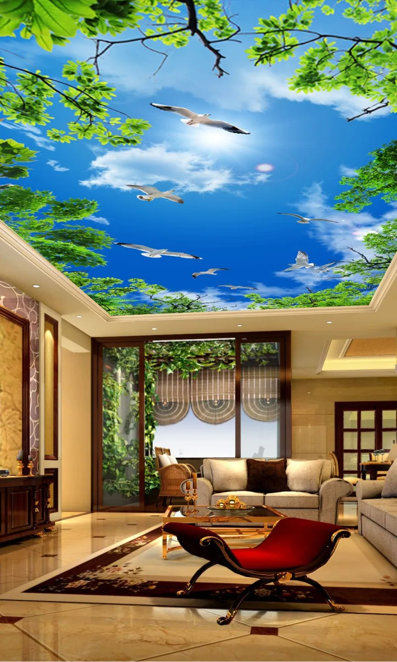 

blue sky and white clouds ceilings living room bedroom ceiling mural beautiful scenery wallpapers 3d ceilings