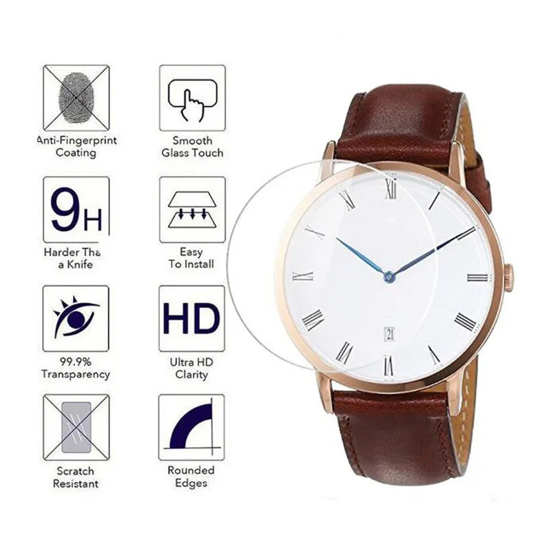 Tempered Glass Protective Film Guard For Daniel Wellington DW Watch Screen Protector Cover Diameter 32mm 34mm 36mm 38mm 40mm