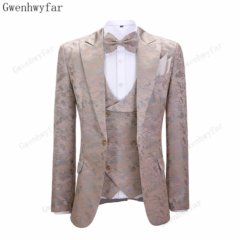 Gwenhwyfar New Arrival 2023 Costume Homme Wedding Men Suits Groom Tuxedo Terno Masculino Bridegroom Slim Fit Blazer 3 Pcs