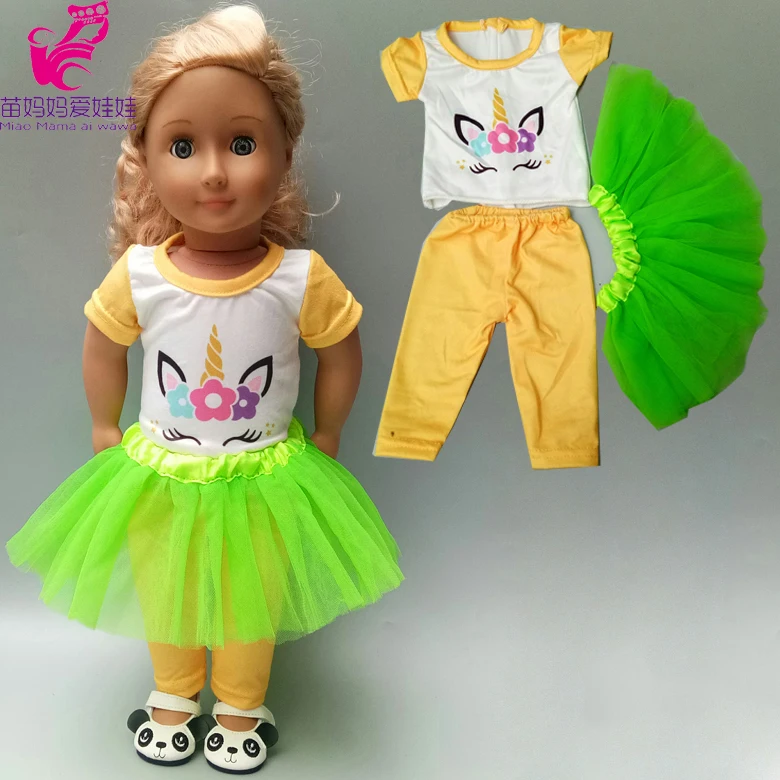 43cm baby Doll clothes pants shirt green summer skirt 18