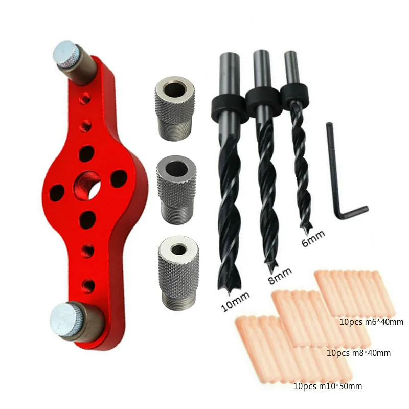 Woodworking Pocket Hole Jig 6/8/10mm Self-centering Vertical Doweling Jig Drill Guide For Locator Hole Puncher Carpentry Tools