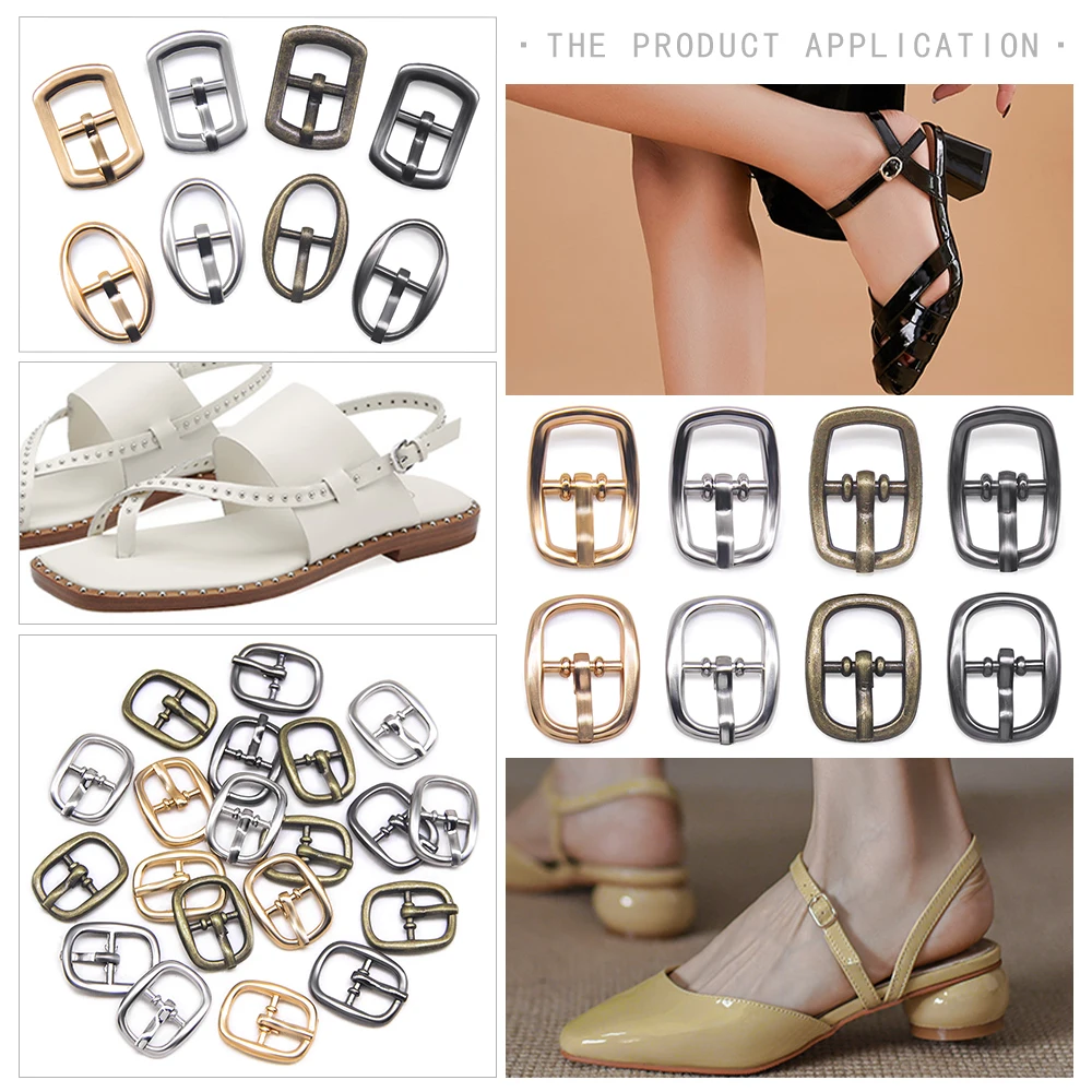 30pcs 10mm Silver Bronze Gold Oval Metal Small Pin Buckle for Children Women Shoes Doll Belt Garment Sew On DIY Accessory