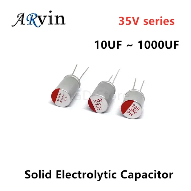 10 sztuk DIP stałe kondensator elektrolityczny 35V 10UF 22UF 47UF 68UF 100UF 150UF 220UF 330UF 470UF 560UF 680UF 820UF 1000UF