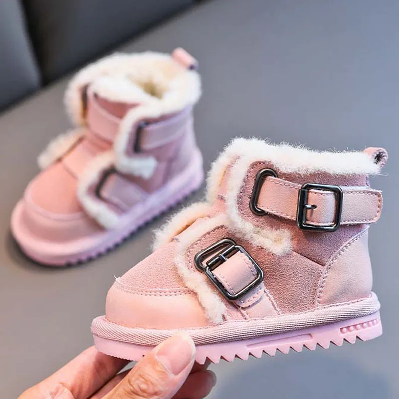 Winter Kids Genuine Leather Snow Boots Infant Baby Girl Shoes Warm Toddler Sneakers Fashion Boys Children Boots CSH1222