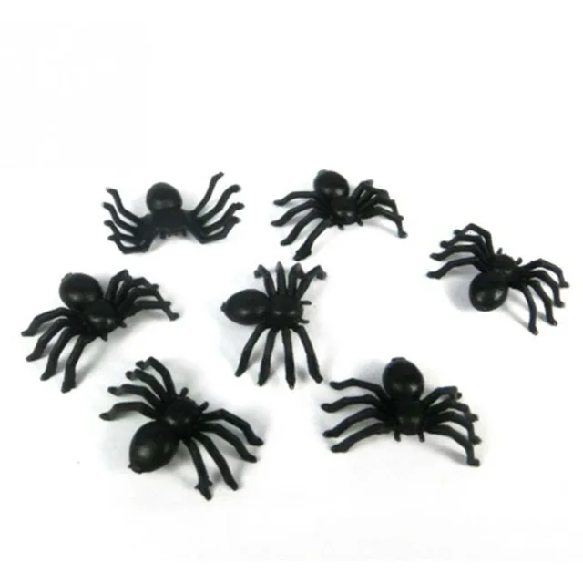 50pcs Halloween Decorative Spiders Small Black Plastic Fake Spider Toys Halloween Funny Joke Prank Realistic Props