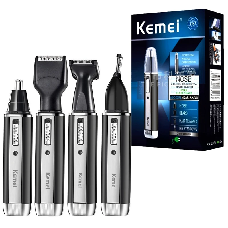 Original  Kemei 4in1 Groomer Kit Rechargeable Nose Ear Trimmer For Men Beard Stubble Sharp Eyebrow Micro Trimmer Ear Cleaner