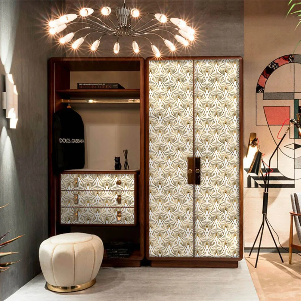 Gold Peacock Feather Wallpaper Self-Adhesive Peel and Stick Vinyl Film Spliceable Bedroom Living Room Closet Furniture Sticker